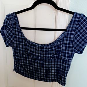 Pacsun blue checkered crop shirt/blouse